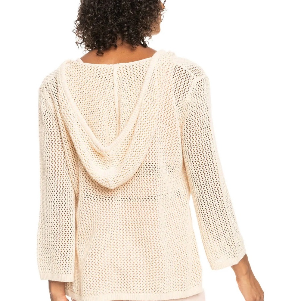 Roxy Cream Knit Hooded Coverup
